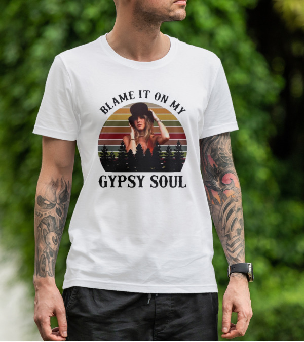 Blame It On My Gypsy Soul Vintage Sunset Forest Retro Style T-Shirt