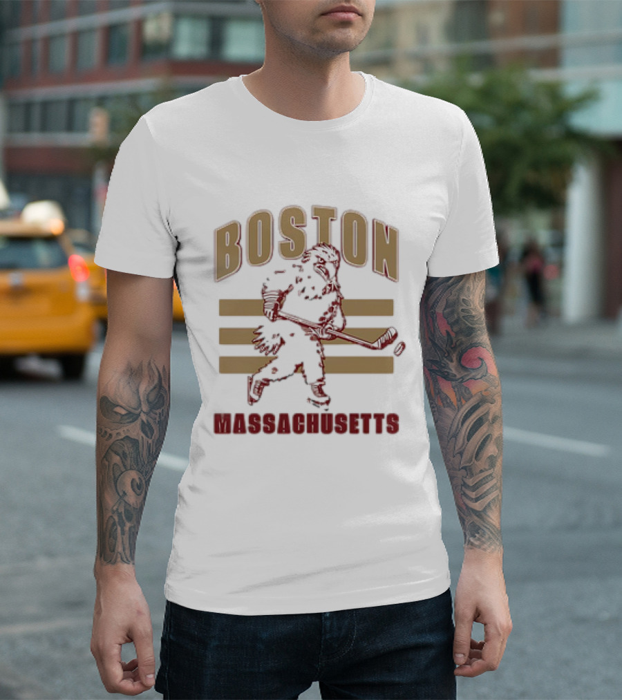 Boston Massachusetts Hockey Mascot Skater T-Shirt