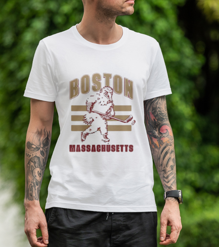 Boston Massachusetts Hockey Mascot Skater T-Shirt