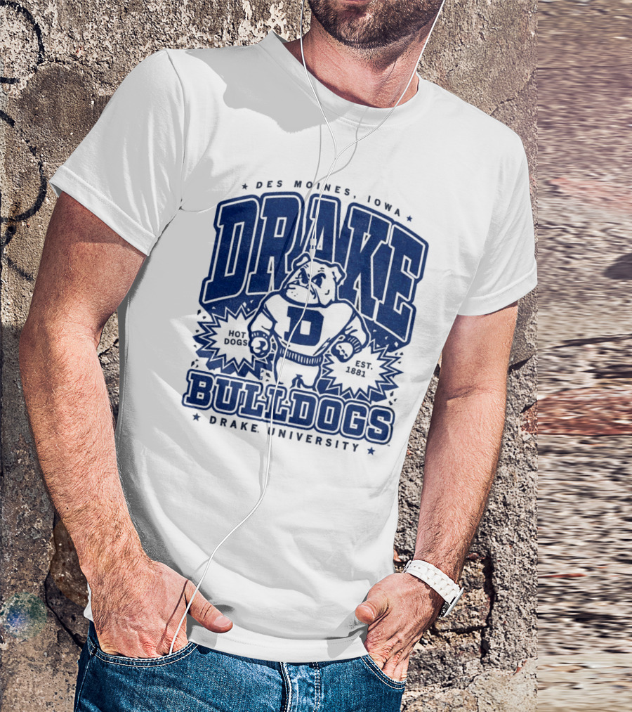 Des Moines Iowa Drake University Bulldogs Mascot Hot Dogs Est 1881 T-Shirt