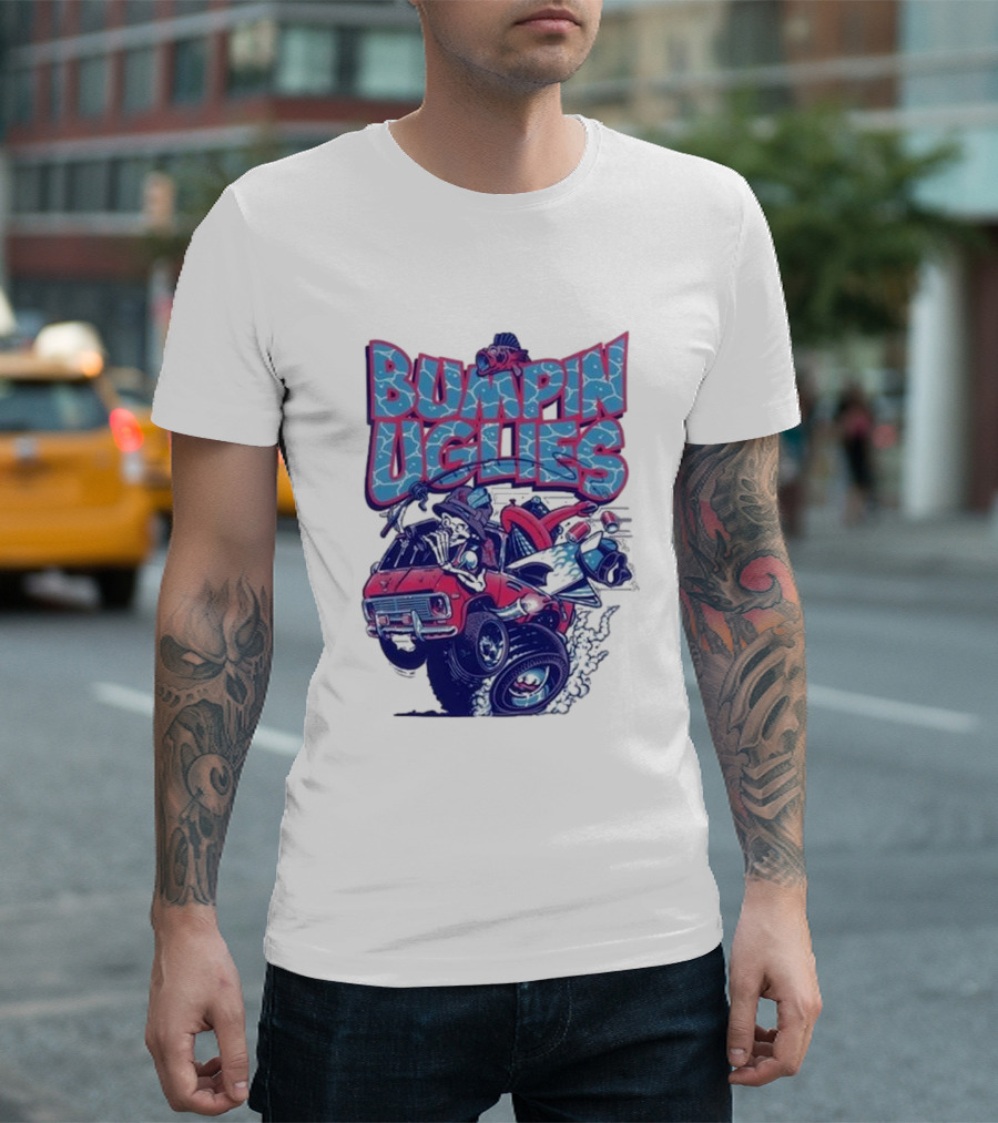 "Bumpin Uglies Red Truck With Fish Cartoon" T-Shirt