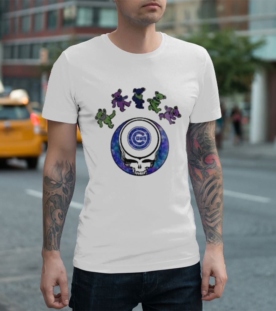 Chicago Cubs 2025 Grateful Dead Night Skull Bears Baseball T-Shirt
