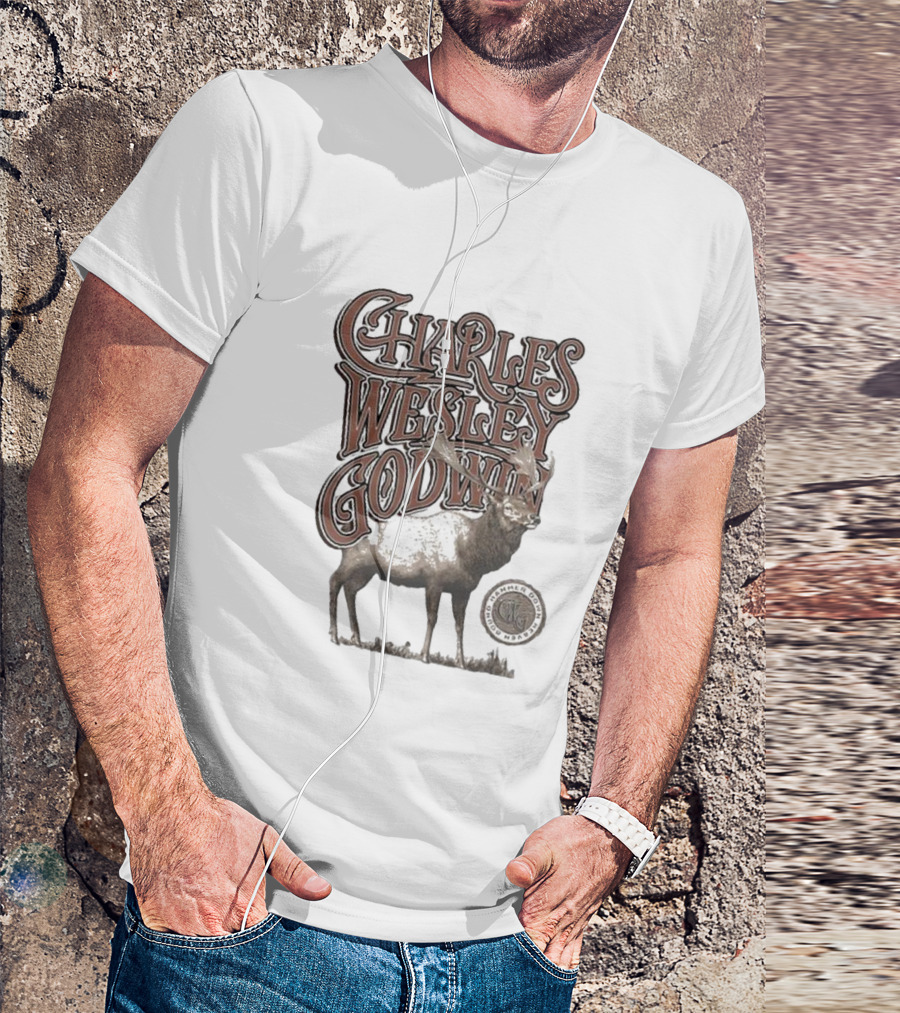 Charles Wesley Godwin Elk Lonely Mountain Town T-Shirt