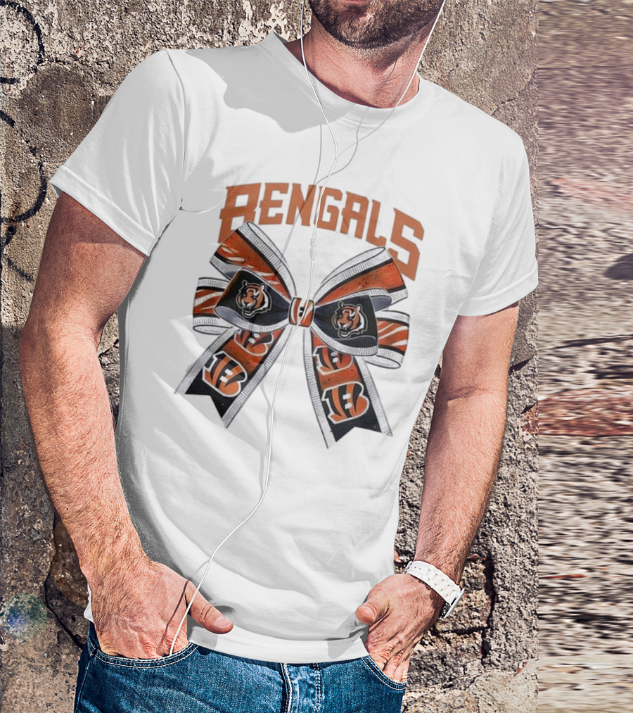 Cincinnati Bengals Bow Featuring Iconic Tiger Logos T-Shirt