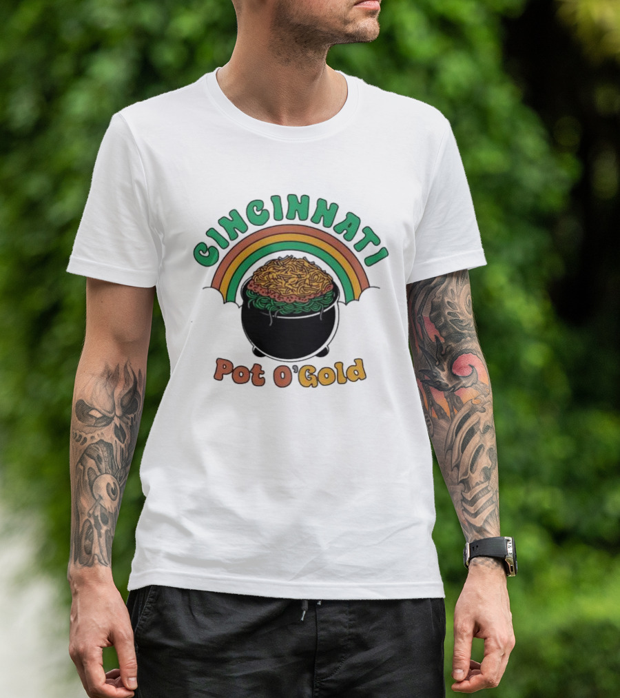 Cincinnati Pot O Gold Rainbow St Patricks Day T-Shirt