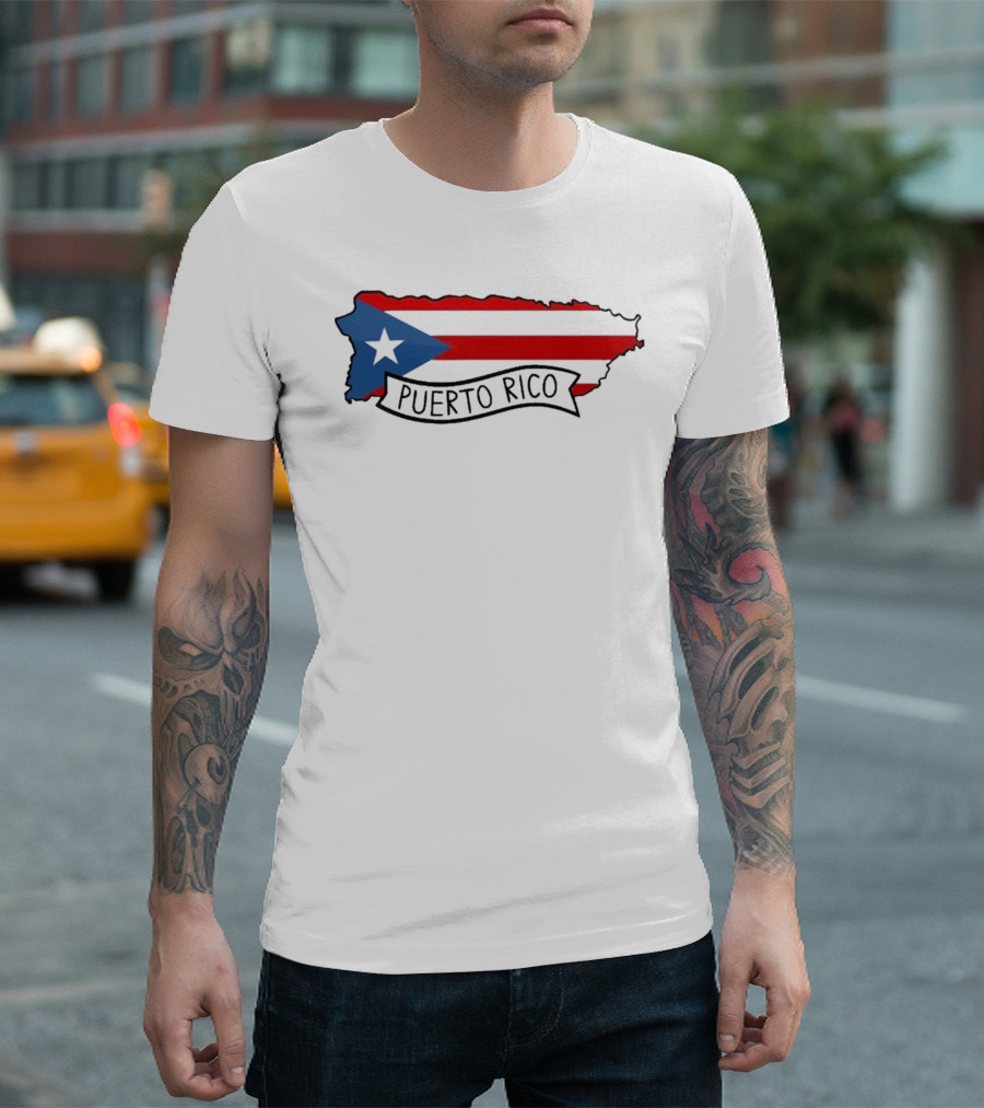 Dayjaavu Puerto Rico Flag and Island Map T-Shirt