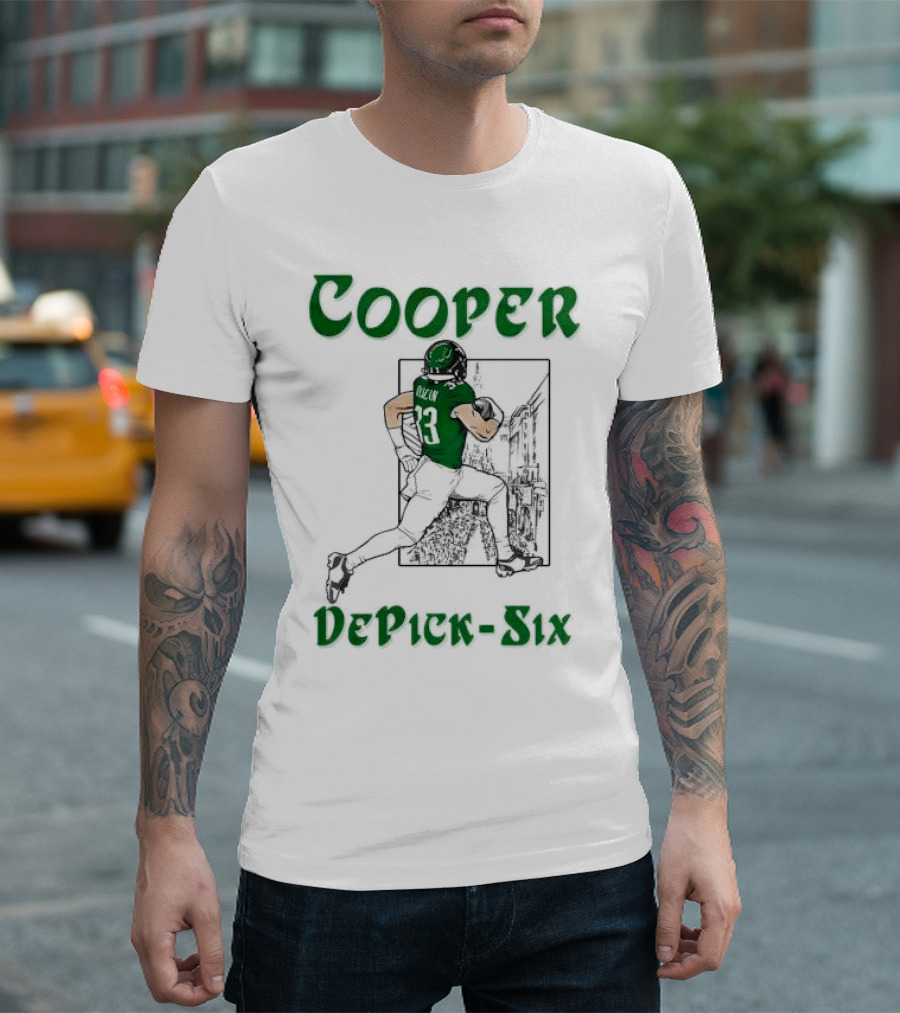 Cooper DePick-Six Cooper Philadelphia Eagles Football Player Illustration T-Shirt