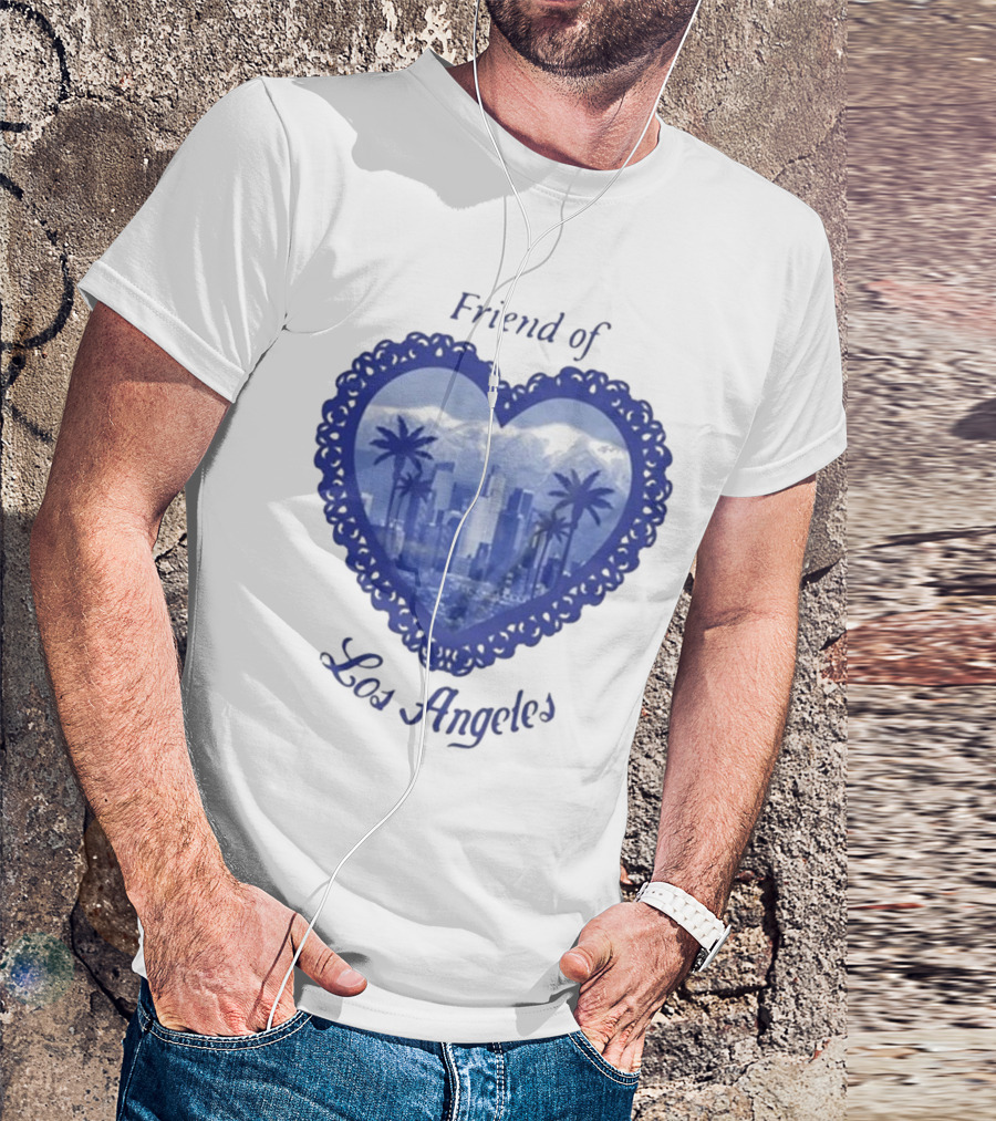 Friend Of Los Angeles Crooked Jon Lovett Heart Skyline Palms T-Shirt