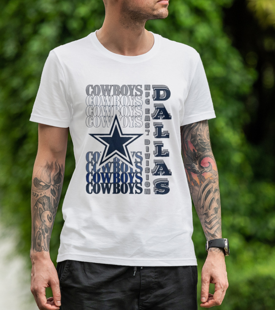 Dallas Cowboys NFC East Division Star Graphics Cowboys Text Pattern T-Shirt