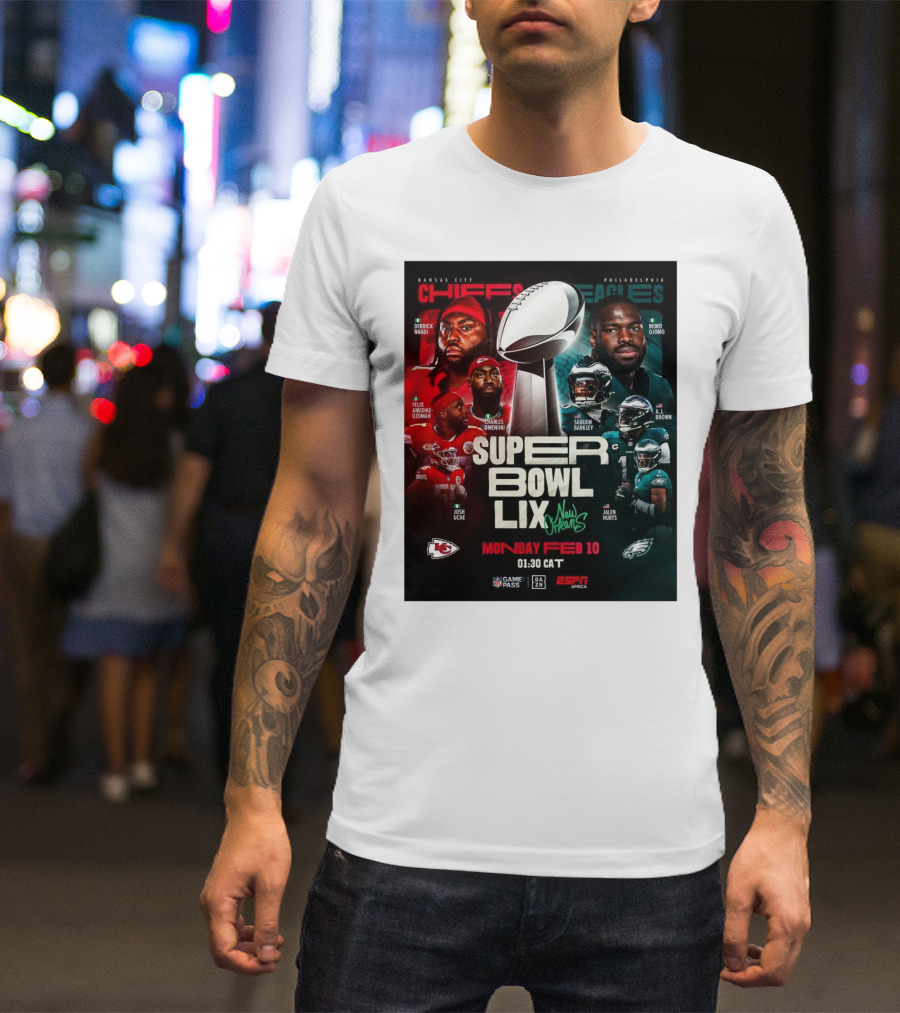 Kansas City Chiefs Vs Philadelphia Eagles Super Bowl LIX New Orleans Monday Feb 10 2025 Derrick Nnadi Saquon Barkley T-Shirt