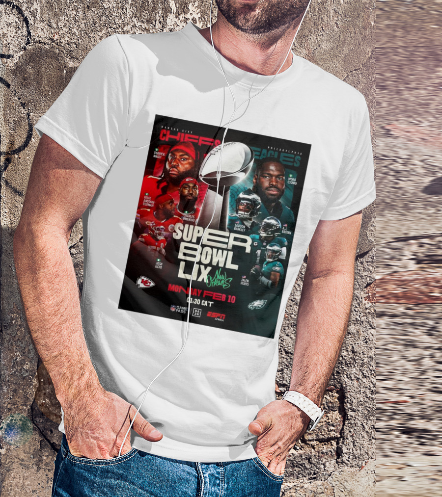 Kansas City Chiefs Vs Philadelphia Eagles Super Bowl LIX New Orleans Monday Feb 10 2025 Derrick Nnadi Saquon Barkley T-Shirt