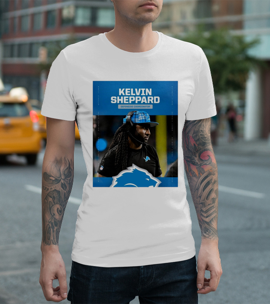 Kelvin Sheppard Detroit Lions Defensive Coordinator Promotion Announcement T-Shirt