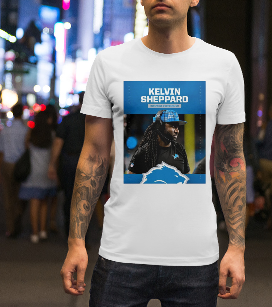 Kelvin Sheppard Detroit Lions Defensive Coordinator Promotion Announcement T-Shirt