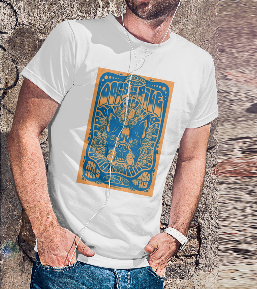 Dogs In A Pile Buffalo Iron Works NY April 5 2025 Psychedelic Bulldog Concert Art By Matt Leunig T-Shirt