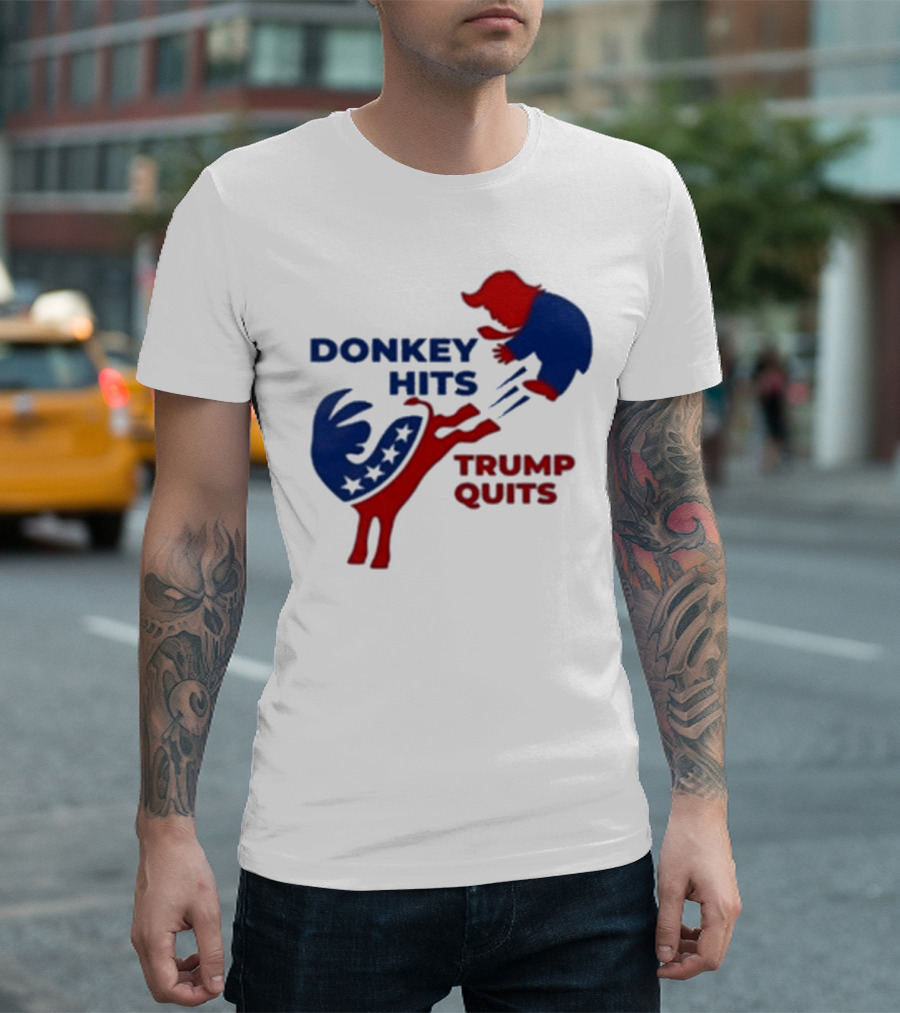 Donkey Hits Trump Quits Political Parody T-Shirt