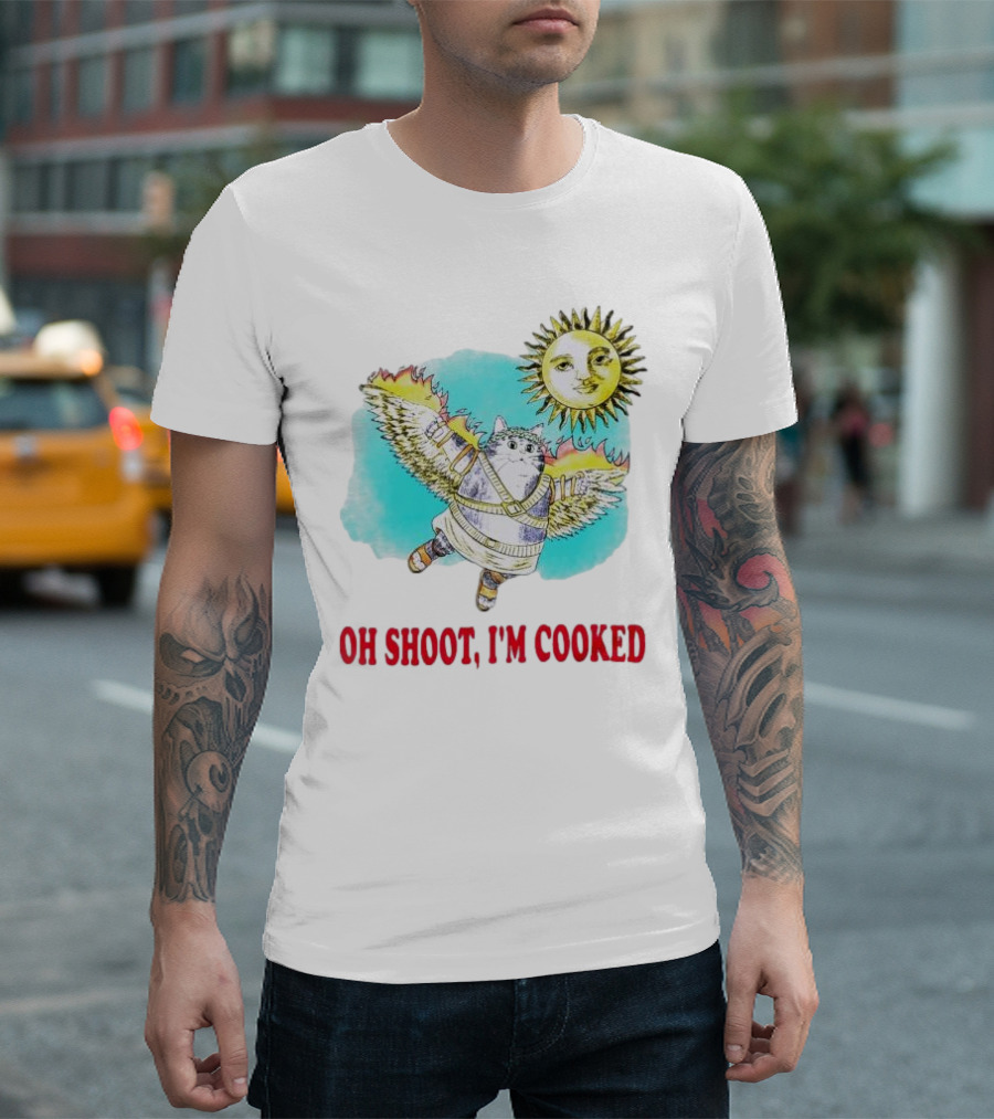 Oh Shoot I'm Cooked Winged Cat With Sun T-Shirt
