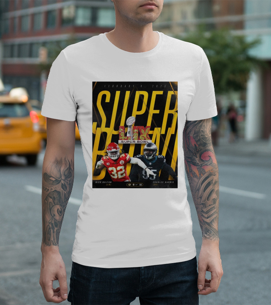 February 9 2025 Super Bowl LIX Kansas City Chiefs Nick Bolton Philadelphia Eagles Charles Harris Mizzou Football T-Shirt