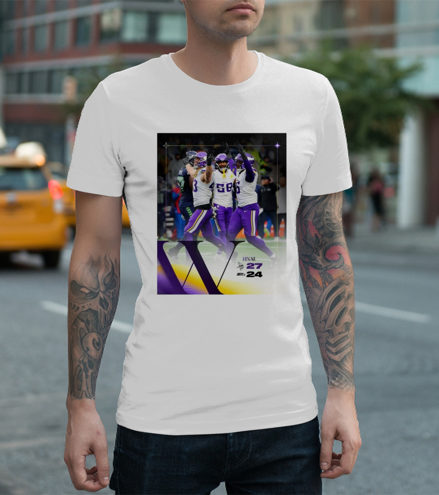 Final NFL Minnesota Vikings 27 Seattle Seahawks 24 Victory Celebration T-Shirt