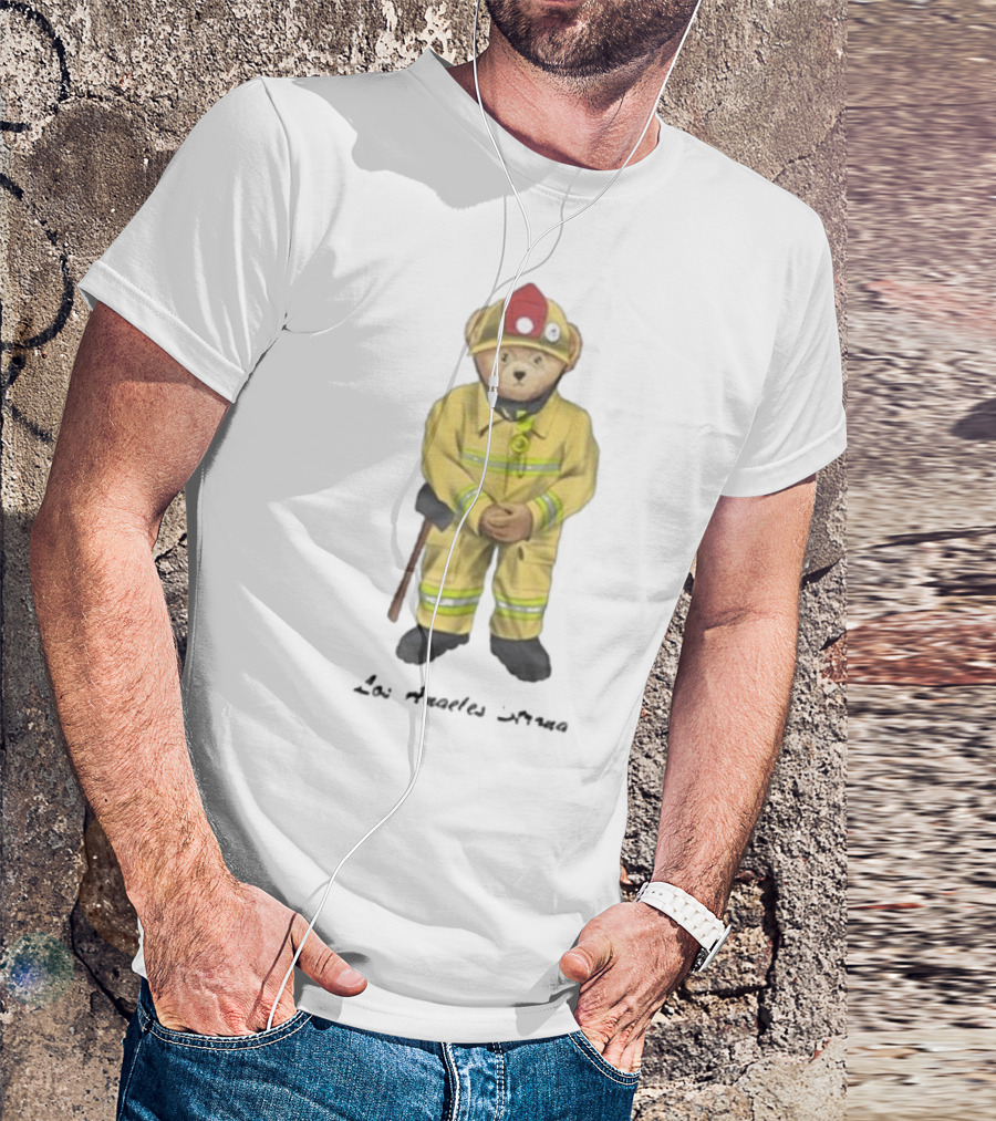 Firefighter Bear Standing In Uniform With Axe T-Shirt