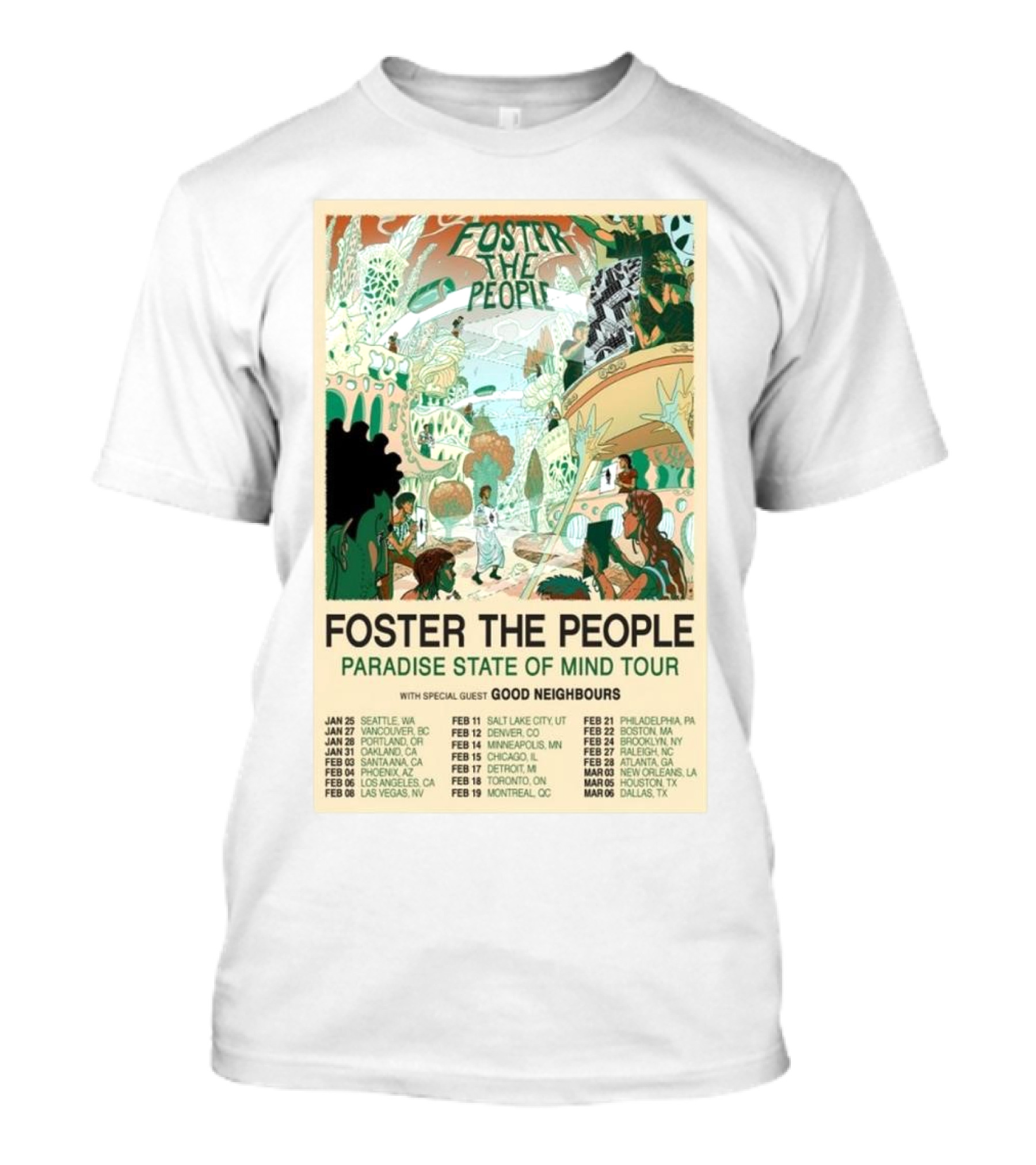 Foster The People Paradise State Of Mind Tour 2025 With Special Guest Good Neighbours T-Shirt