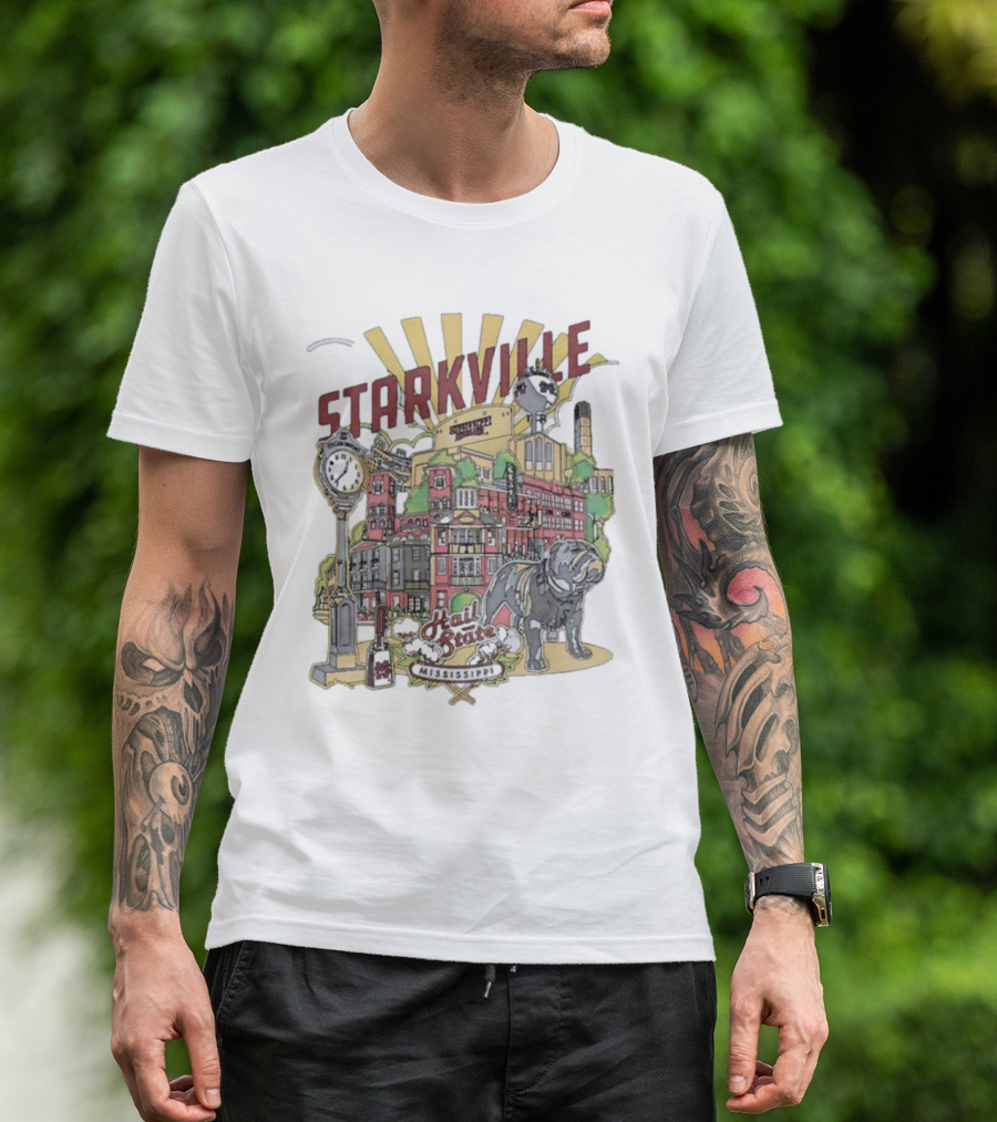 Starkville Mississippi State Hail State Bulldog Tower Vintage Style T-Shirt