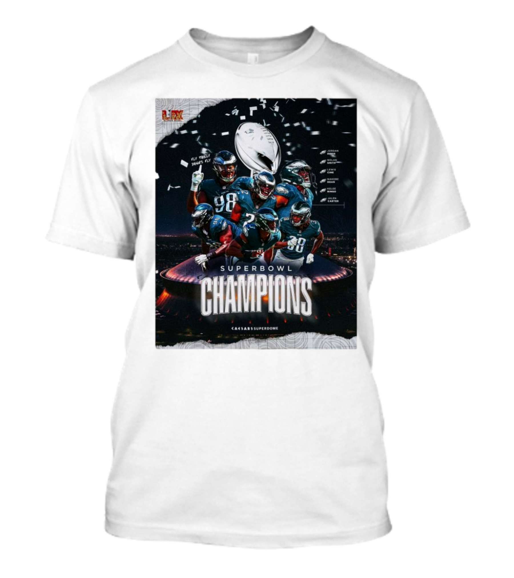 Georgia Football Philadelphia Eagles Super Bowl Champions Fly Philly Dawgs Fly Caesars Superdome T-Shirt