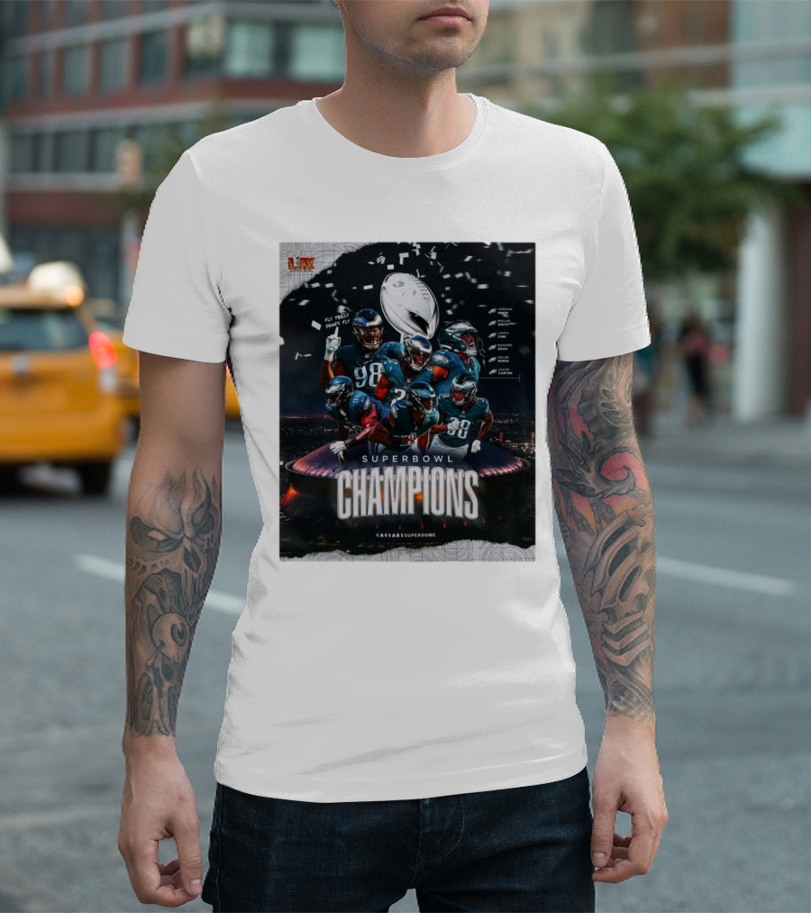 Georgia Football Philadelphia Eagles Super Bowl Champions Fly Philly Dawgs Fly Caesars Superdome T-Shirt
