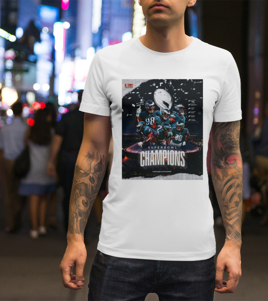 Georgia Football Philadelphia Eagles Super Bowl Champions Fly Philly Dawgs Fly Caesars Superdome T-Shirt