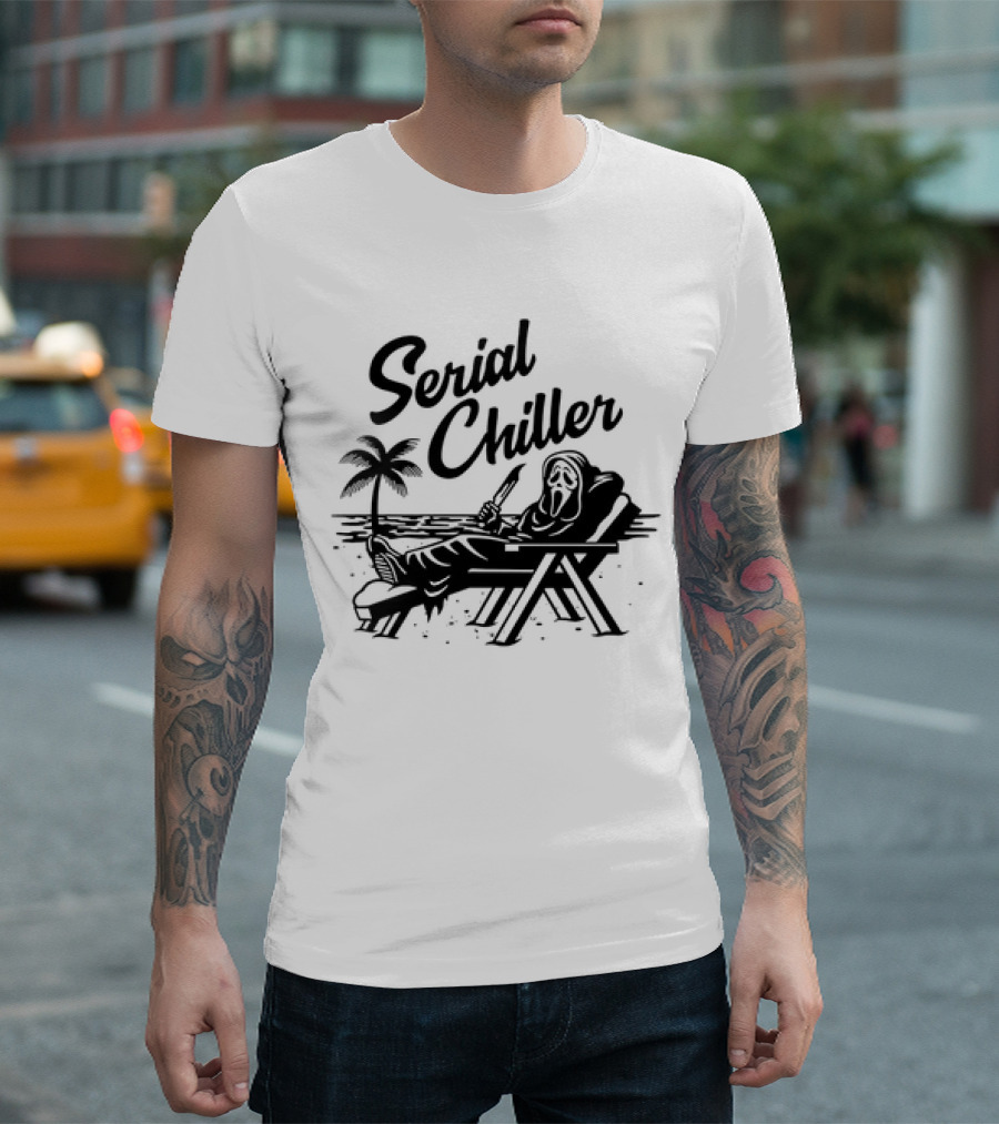Ghost Face Serial Chiller Retro 80s Horror Theme T-Shirt
