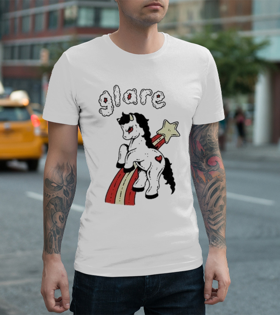 Glare Unicorn Heart Rainbow Star Ringer T-Shirt