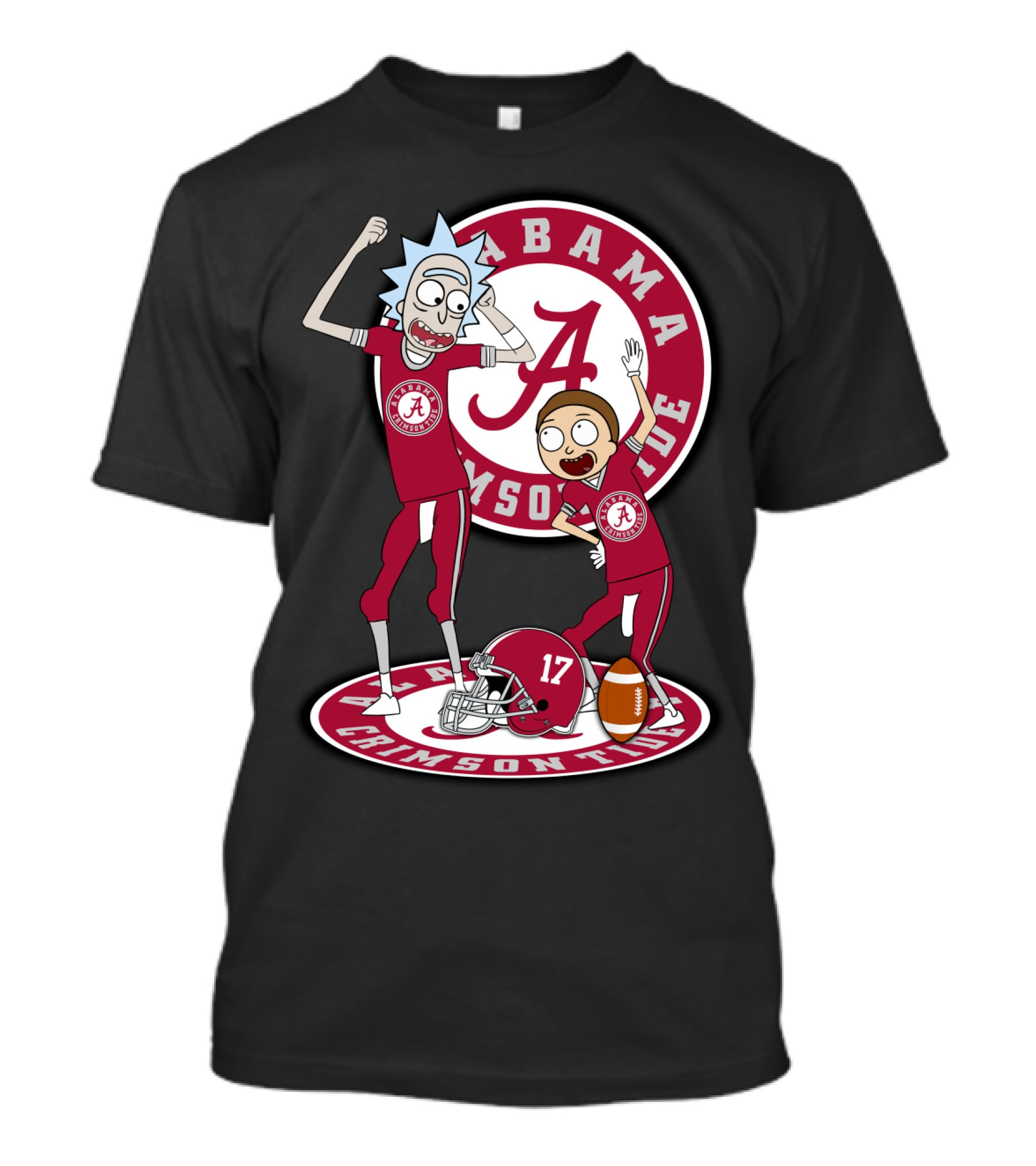 Alabama Crimson Tide Rick And Morty Football Parody NFL Crossover T-Shirt