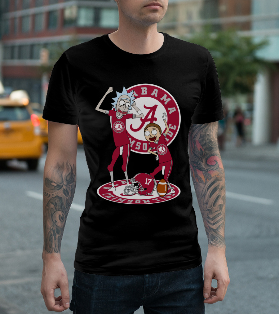 Alabama Crimson Tide Rick and Morty Football Parody NFL Crossover T-Shirt
