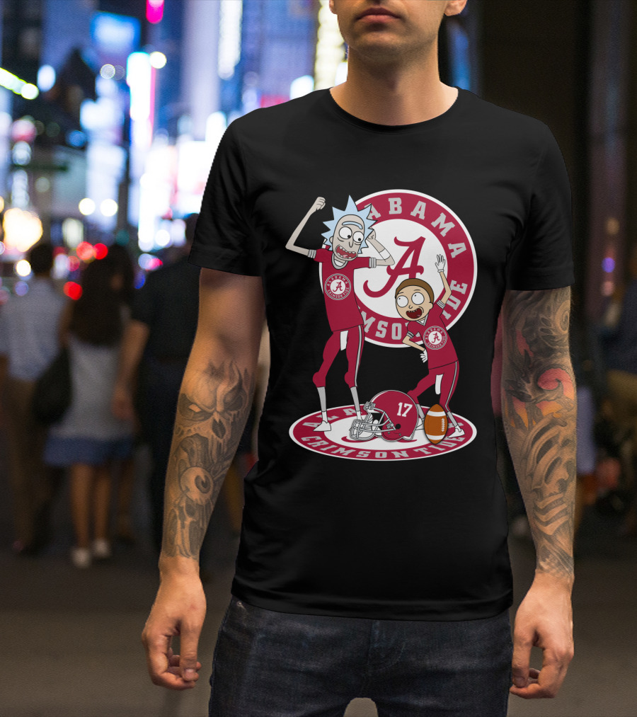 Alabama Crimson Tide Rick And Morty Football Parody NFL Crossover T-Shirt
