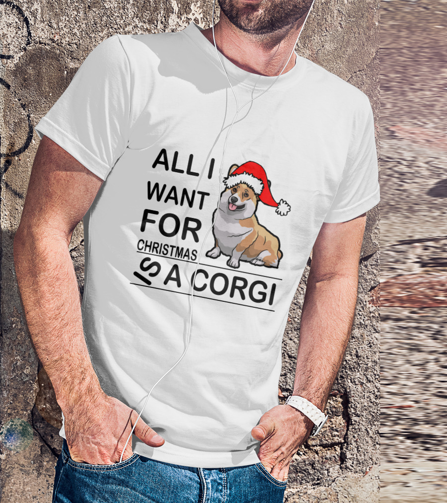 All I Want For Christmas Is A Corgi With Santa Hat T-Shirt