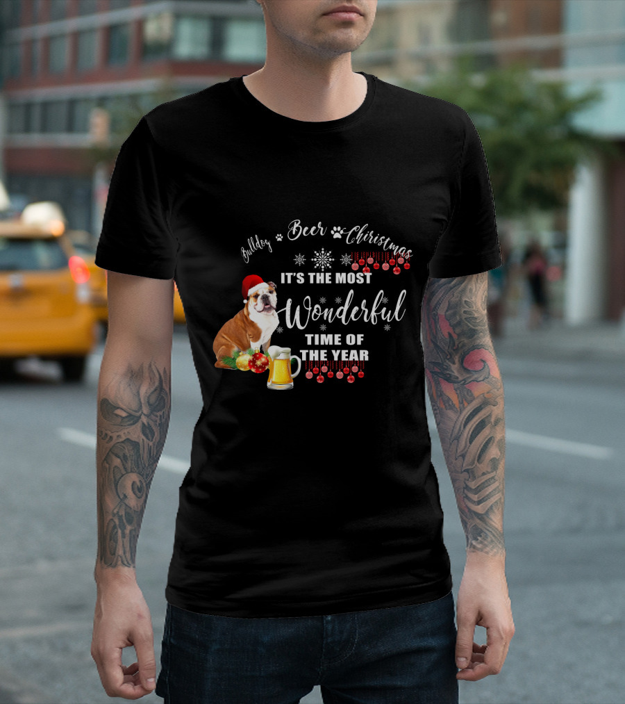 Bulldog Beer Christmas It's the Most Wonderful Time of the Year T-Shirt