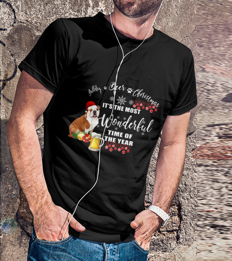 Bulldog Beer Christmas It's The Most Wonderful Time Of The Year T-Shirt