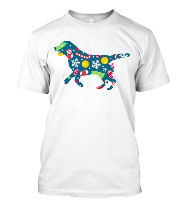 Dog Lover Christmas Floral Labrador Retriever With Festive Snowflakes And Holiday Ornaments T-Shirt