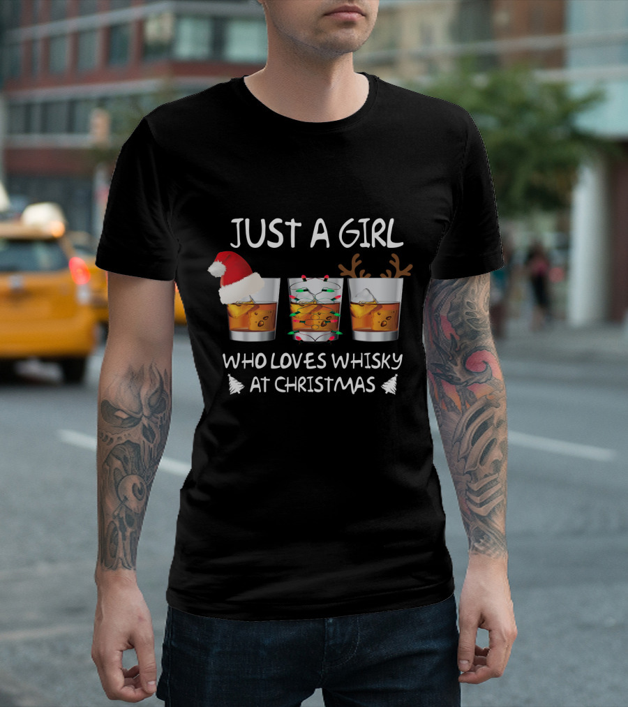 Just a Girl Who Loves Whisky at Christmas T-Shirt