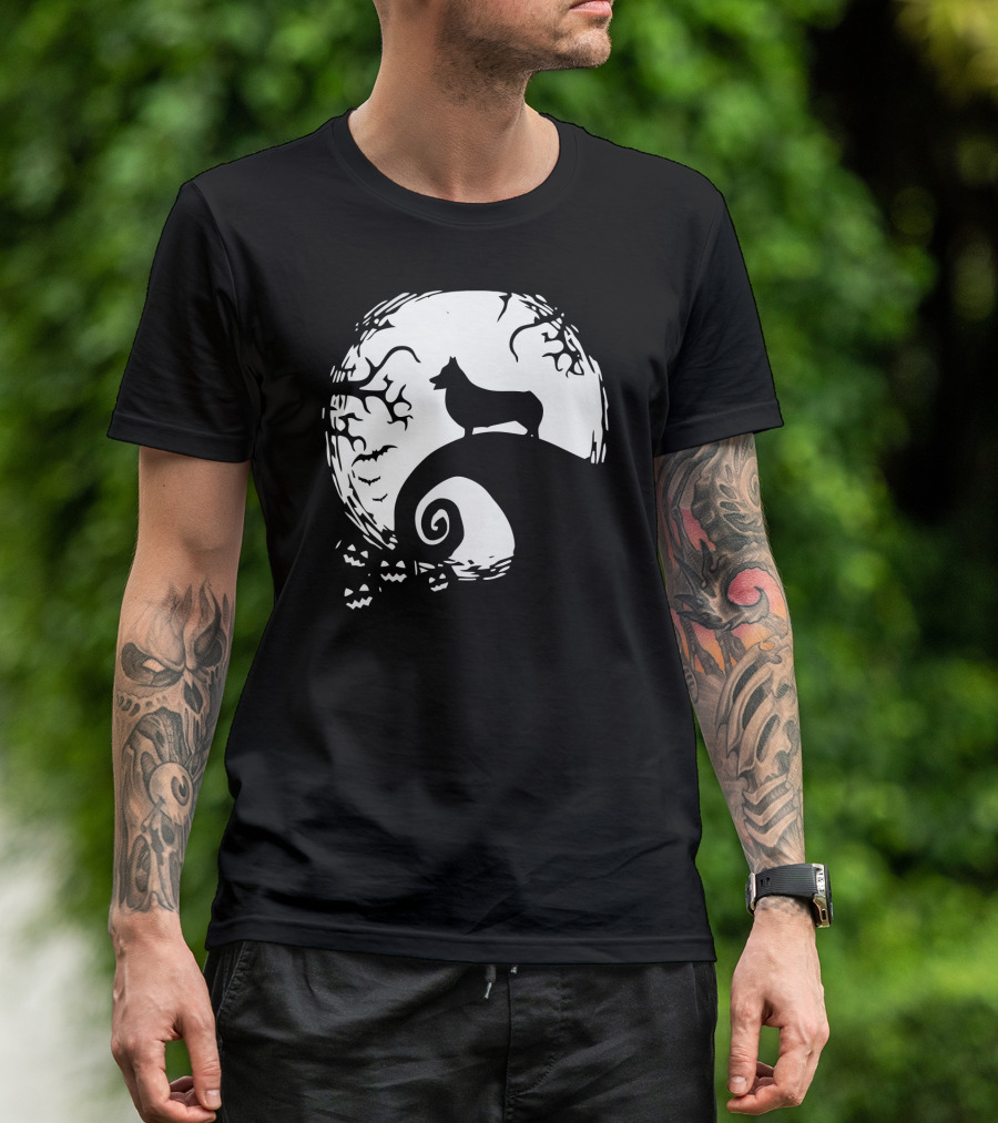 Halloween Corgi Nightmare Hill Moonlight T-Shirt