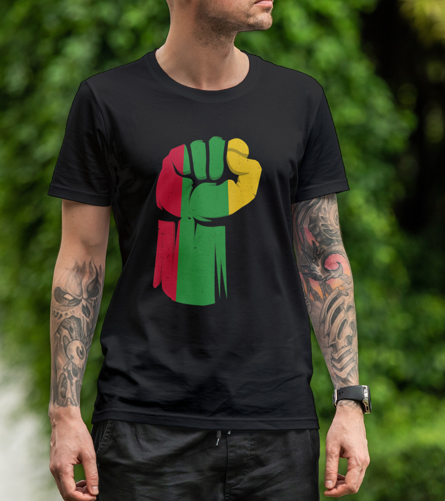 Black Fist African American Pride Black History Month Rasta Colors Fist T-Shirt