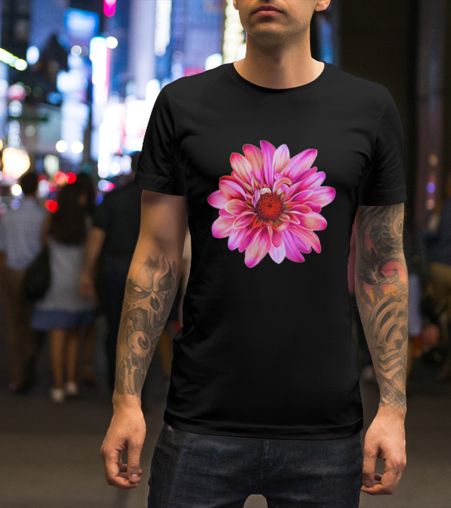 Fuchsia Sunflower Simple Floral Blossom With Vibrant Pink Petals T-Shirt