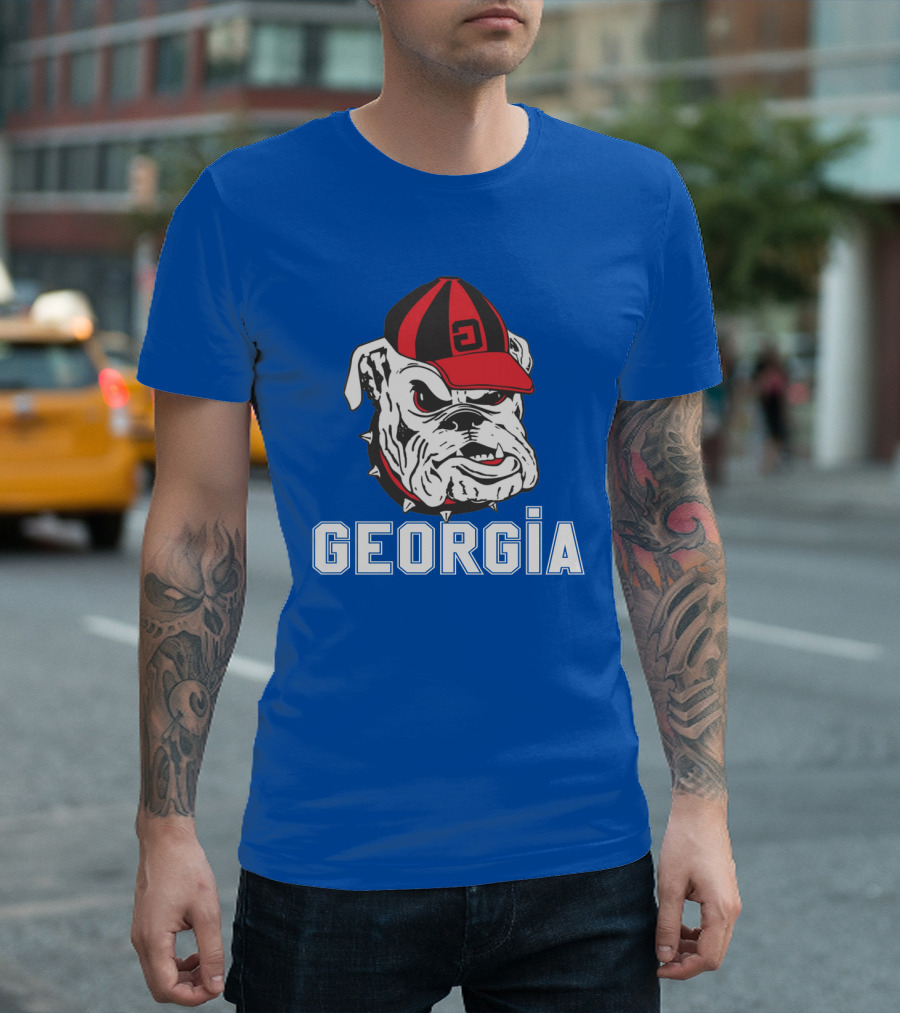 Georgia Bulldogs Vintage Red And Black Cap Bulldog T-Shirt