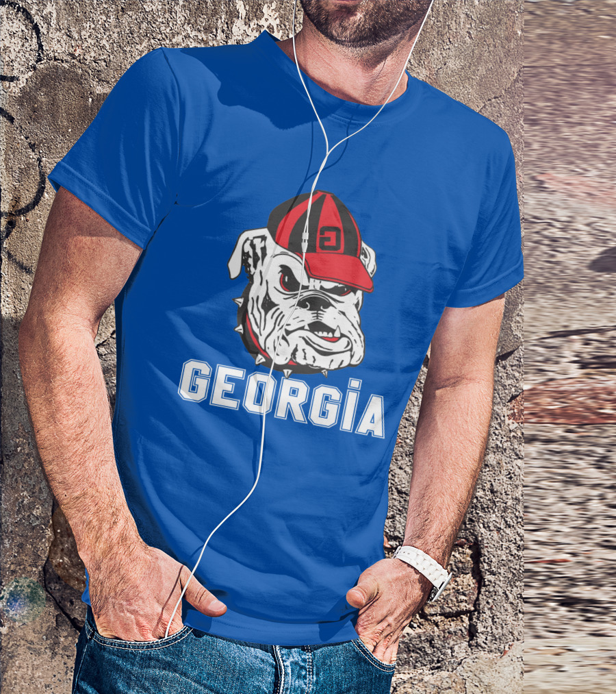 Georgia Bulldogs Vintage Red And Black Cap Bulldog T-Shirt
