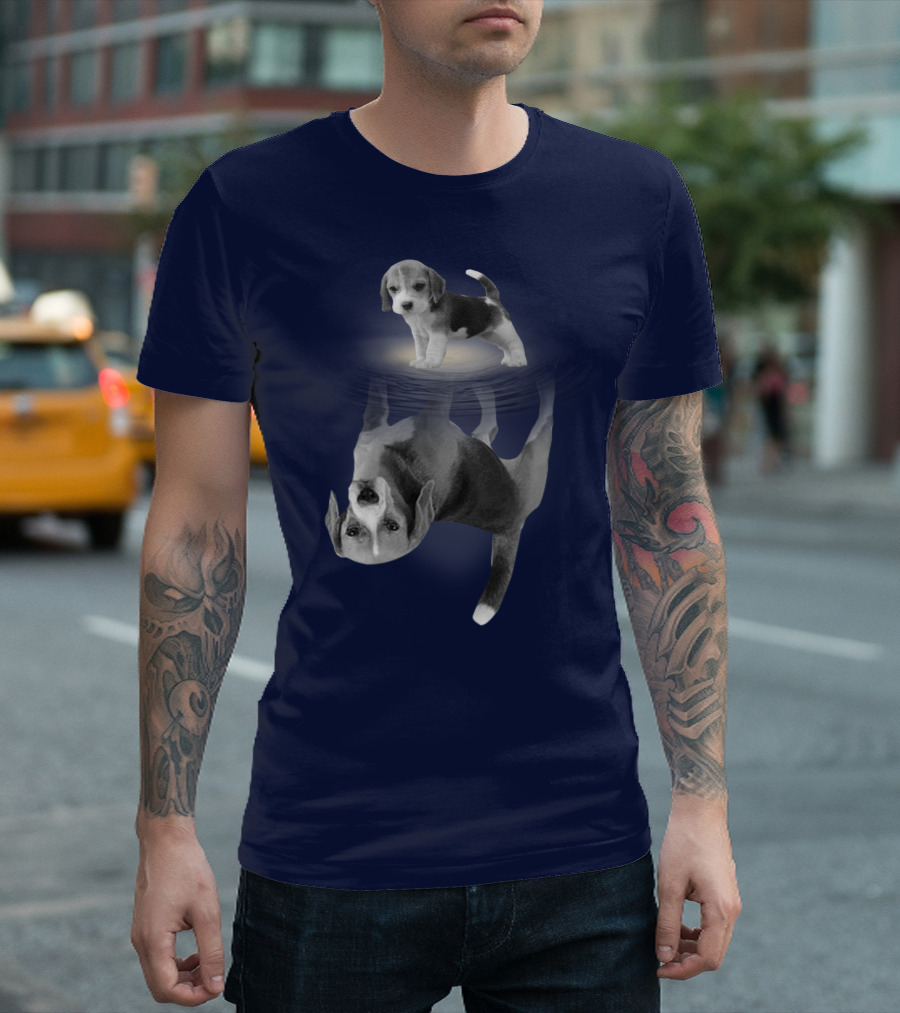 The Beagles Dog Humor Reflection Illusion For Funny Beagle Lovers T-Shirt