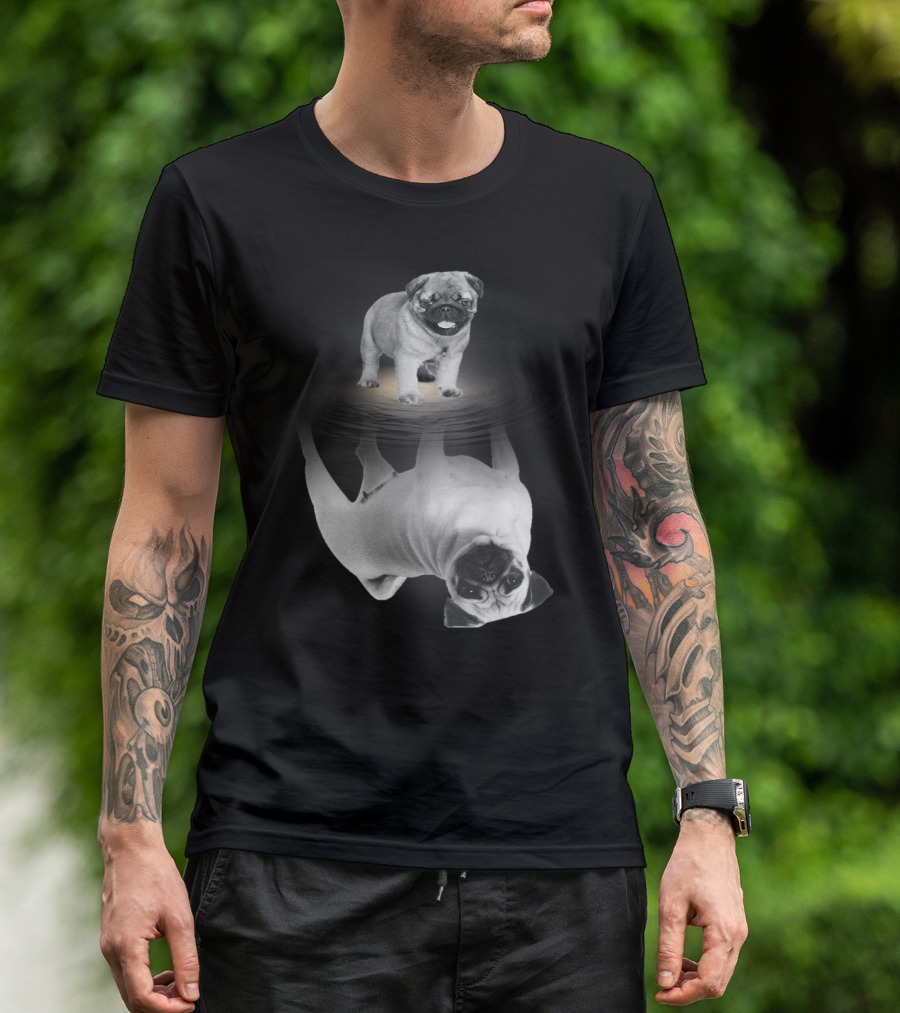 Puggy Potter Magic Wizard Pug Reflection With Funny Pug T-Shirt