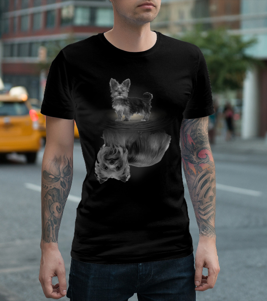 Yorkshire Terrier Reflection Art In I Love My Yorkie T-Shirt