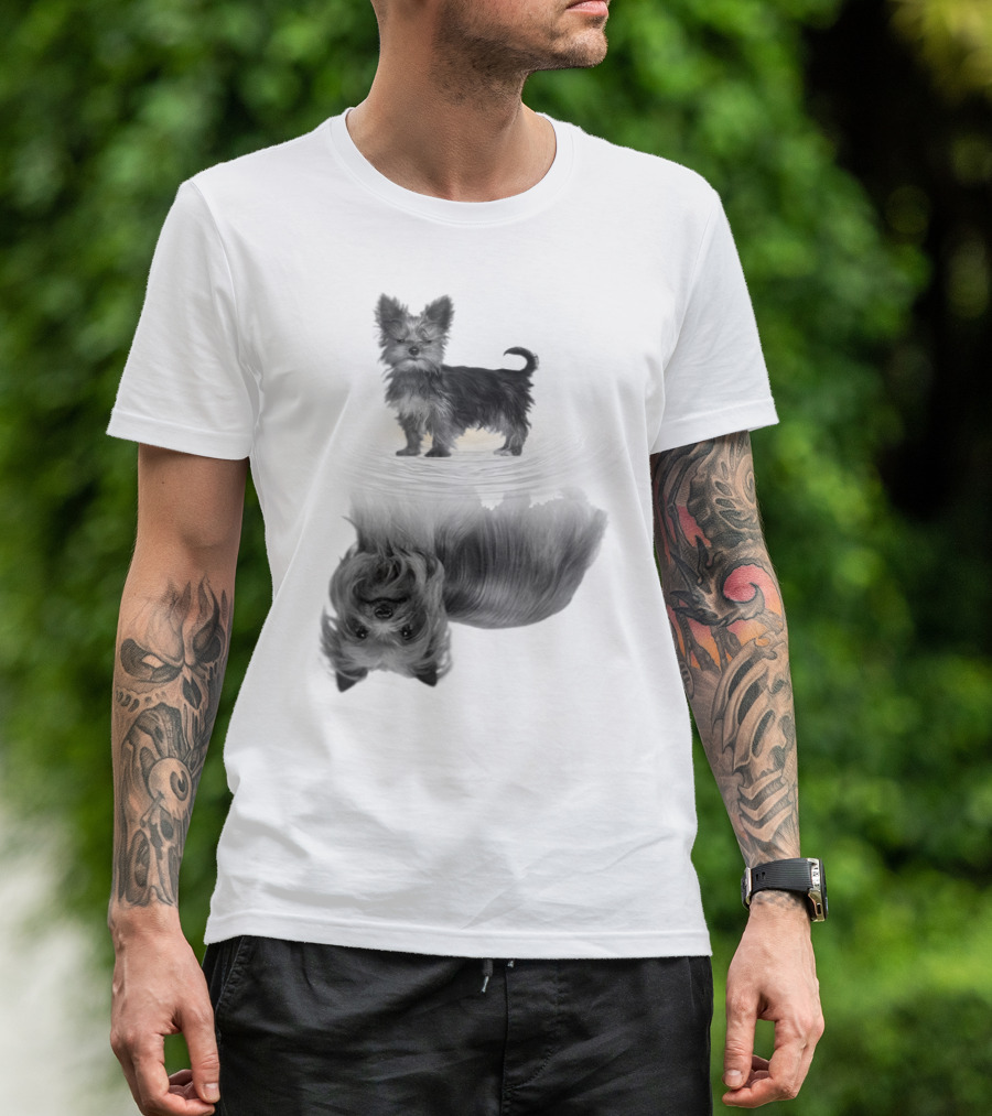 Yorkshire Terrier Reflection Art In I Love My Yorkie T-Shirt