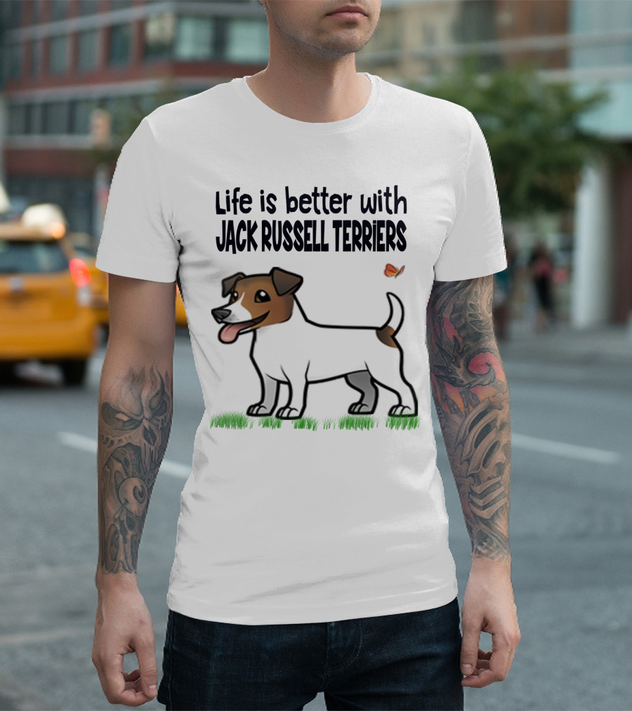 Life is Better with Jack Russell Terriers Cute Dog and Butterfly T-Shirt