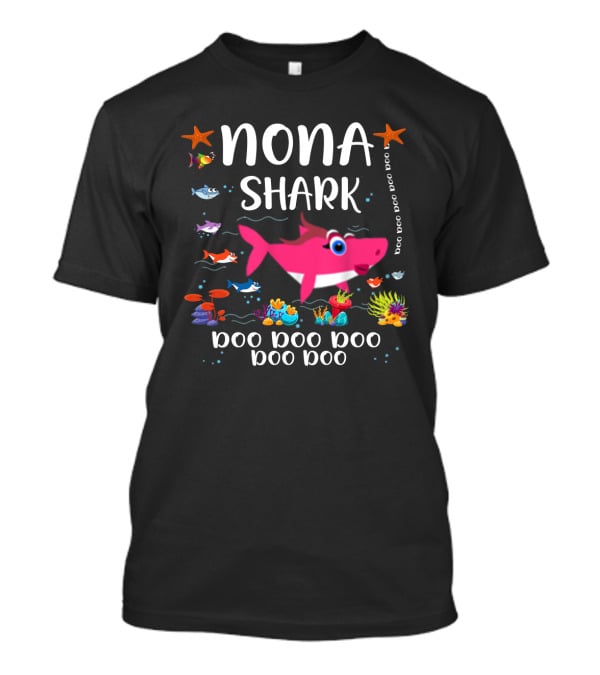 Nona Shark Doo Doo Doo Doo Family Matching Pink Shark T-Shirt