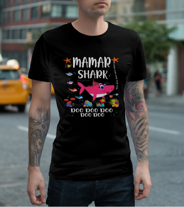 Mamar Shark Doo Doo Doo Matching Family Pink Shark Sea Creatures T-Shirt